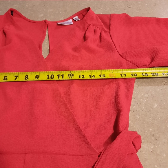 Premier Amour Faux Wrap Romper Shorts Jumpsuit Red Womens Size 10 - Picture 9 of 14